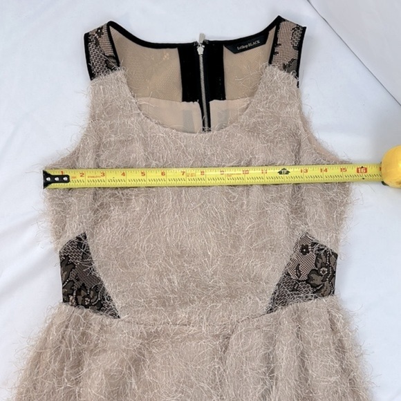 LeShop BLACK Eyelash Fringe sleeveless dress with lace inset detail size Small - Picture 9 of 11